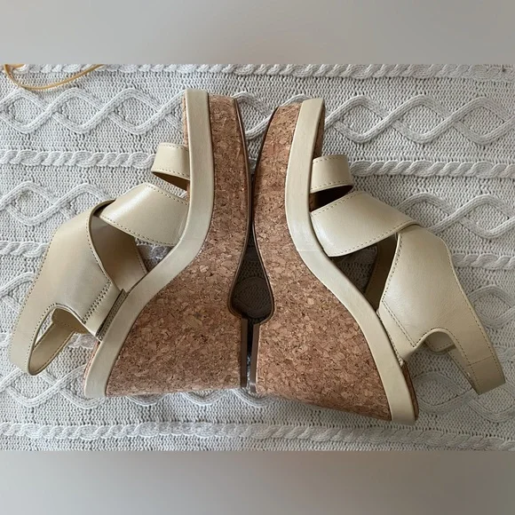 Vince Camuto Cream Wedge Sandals Leather “Diliah” Style, Various Sizes - Picture 11 of 14